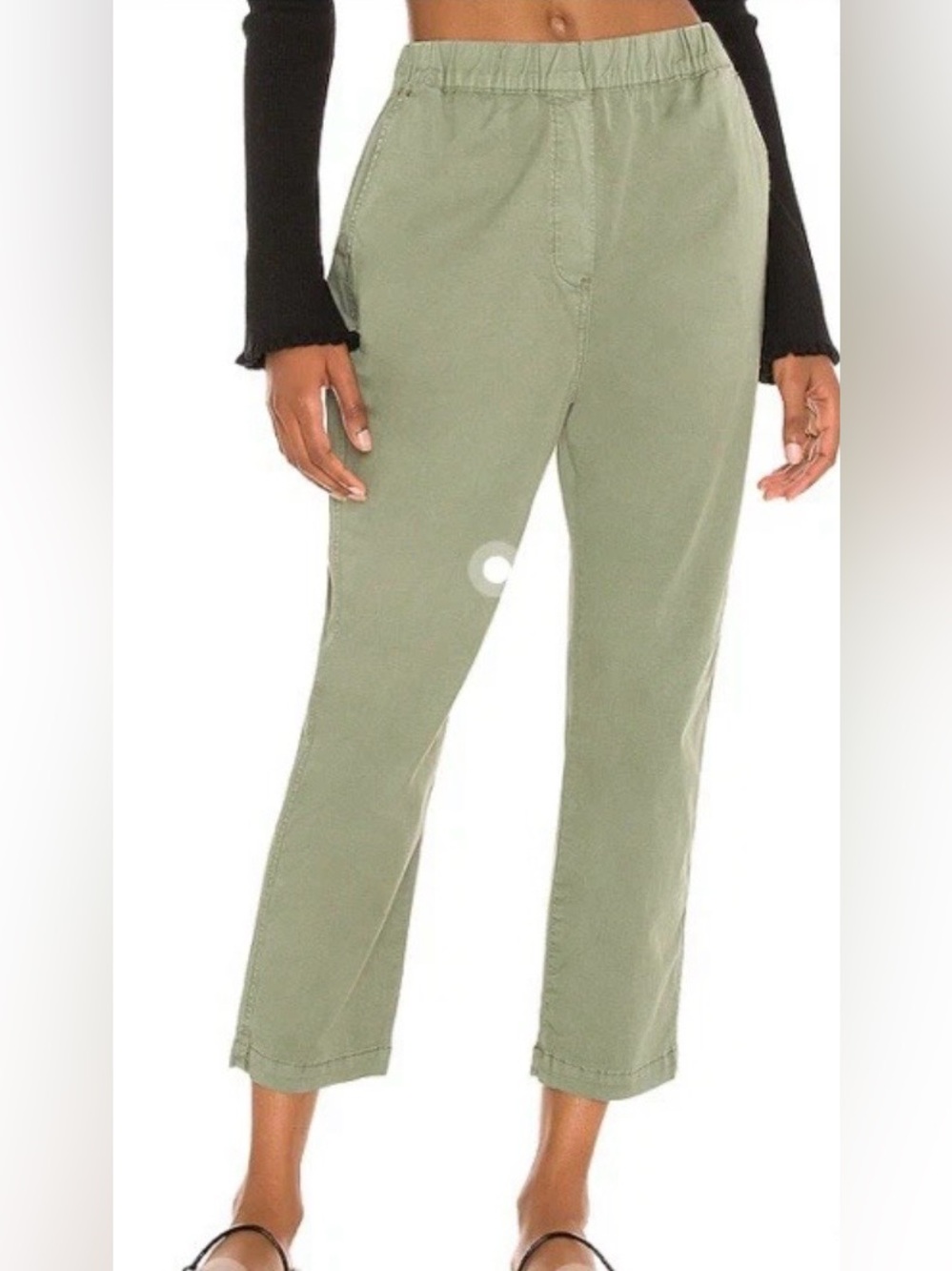 PISTOLA Women’s Pull On Pants Size S Olive Green Cropped Stretch Twill